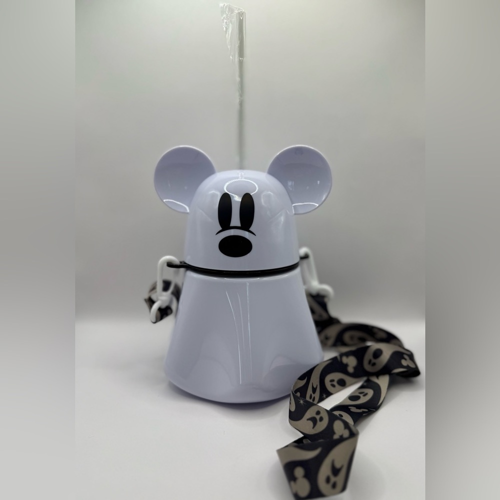 Disney Halloween Mickey Mouse Ghost Water Bottle With Strap - Picture 3 of 6